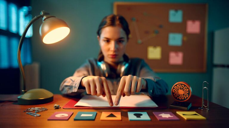 Illustration of memory anchoring techniques students use to recall information instantly through simple cues