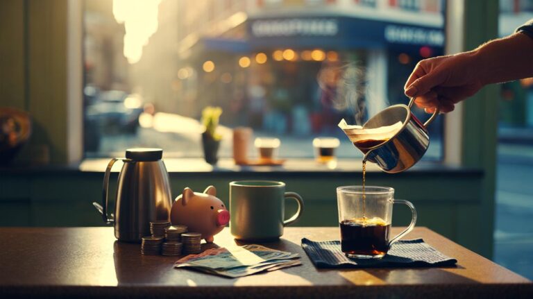 Illustration of swapping daily café coffee for home-brew to save hundreds of pounds annually