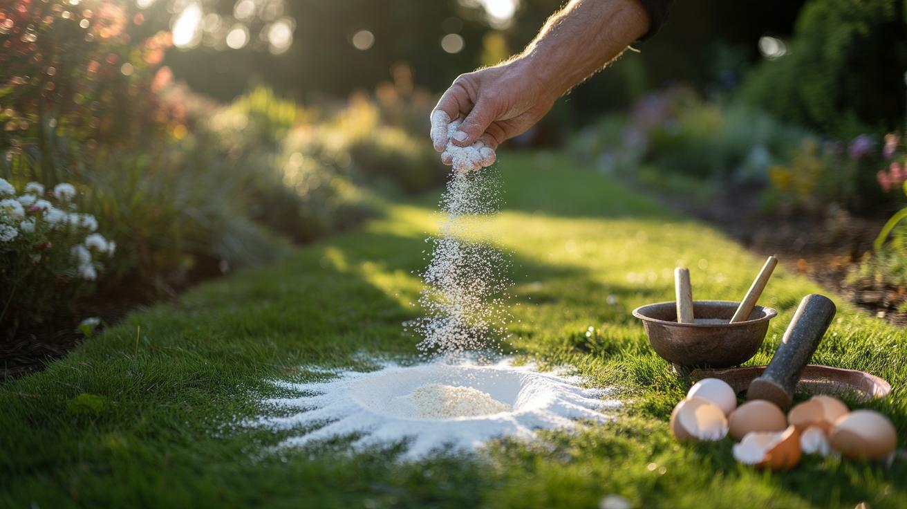 Eggshell powder on the lawn greens up grass quickly — why calcium fortifies soil for better turf health