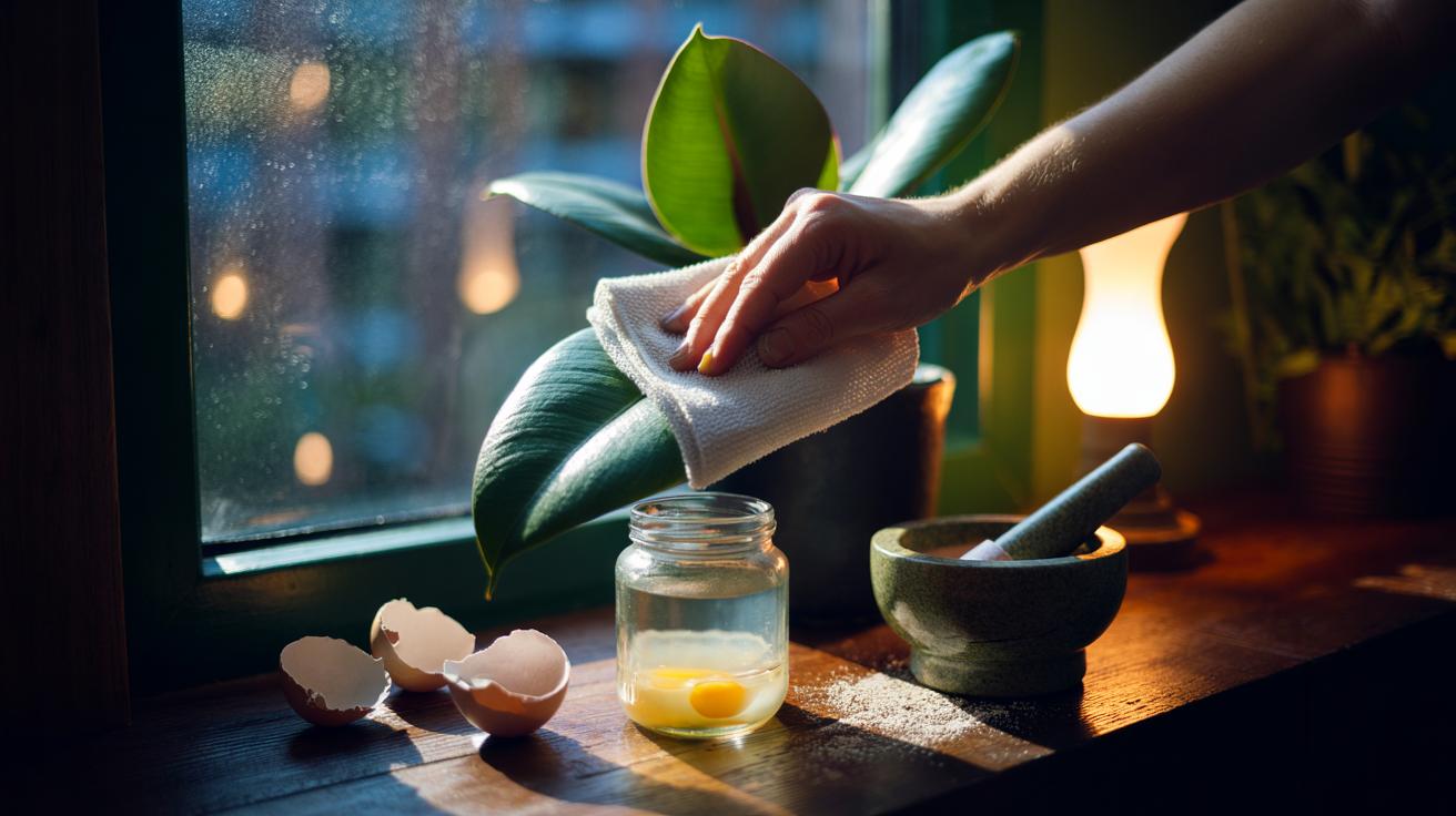 Eggshell trick rejuvenates dull plant leaves overnight : why calcium boosts shine while you sleep