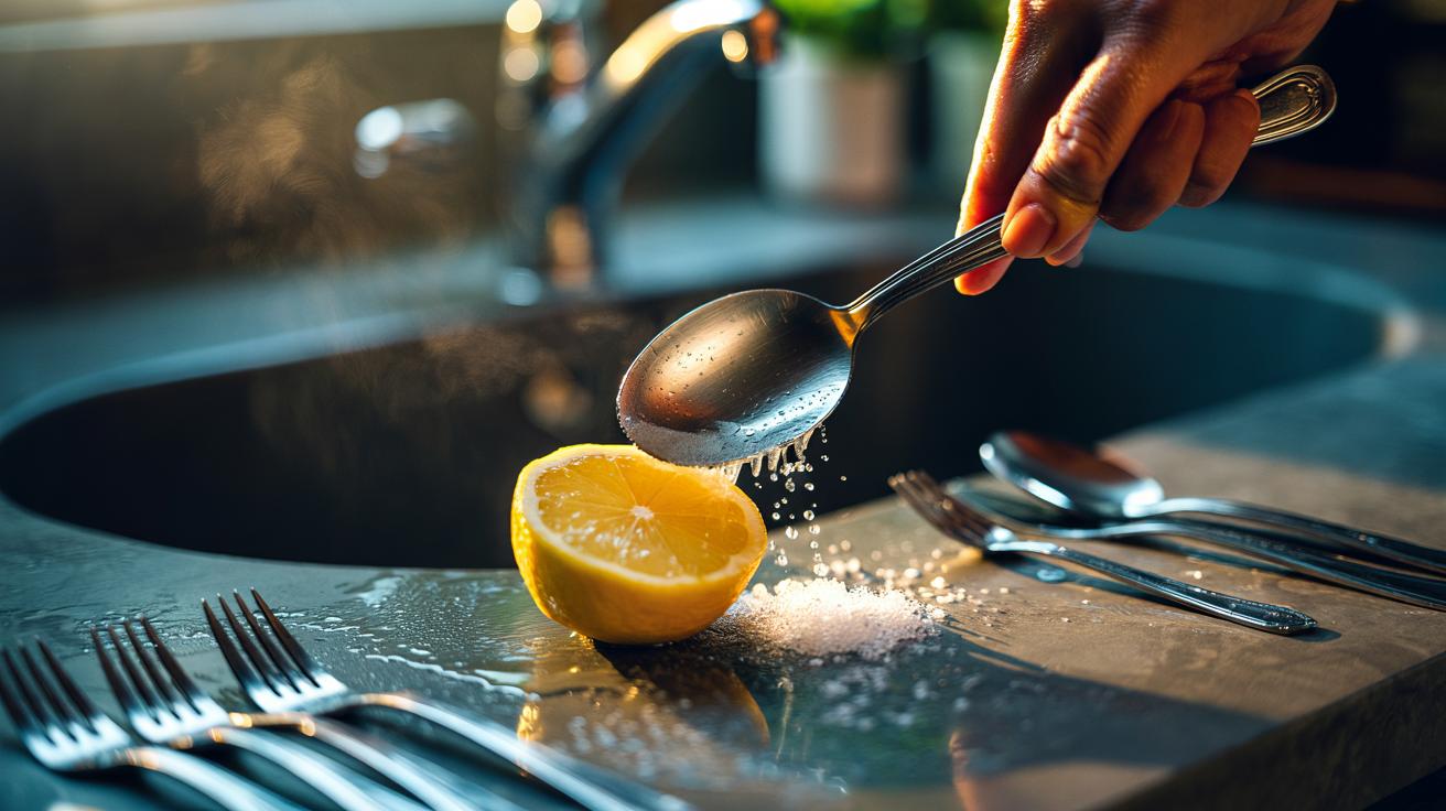 Lemon scrub revives dull stainless steel cutlery instantly : how citric acid lifts tarnish with ease