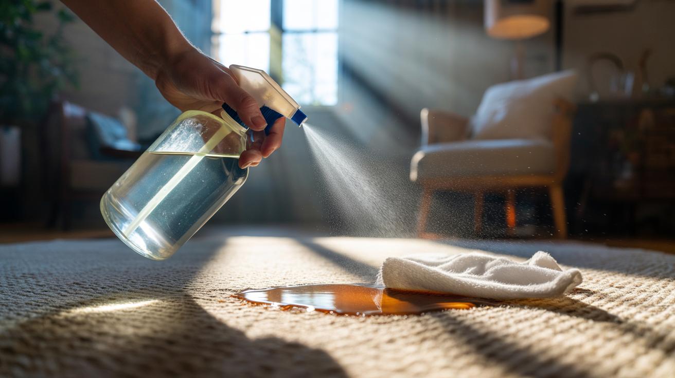 Vinegar solution removes carpet stains in no time : how acetic acid lifts dirt and discolouration